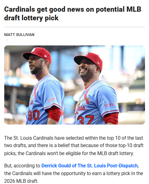 Cardinals eye top MLB draft lottery pick