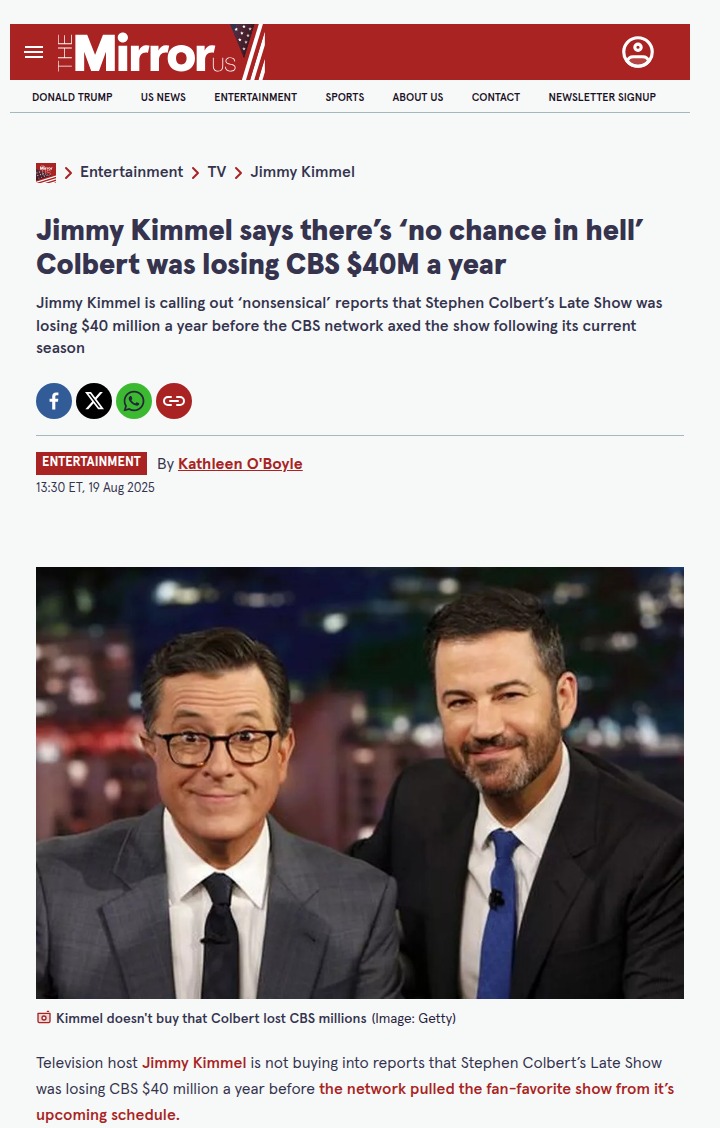 Kimmel Calls Out CBS $40M Loss Rumor 😂