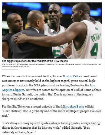 KG’s surprising take on Doc Rivers’ genius