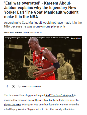 Kareem calls out NYC legend 'The Goat'