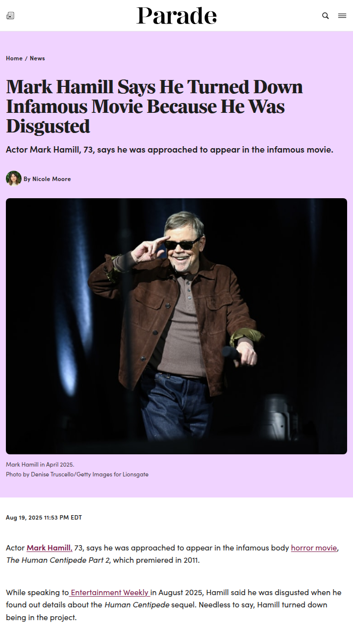 Mark Hamill’s Wild Human Centipede Refusal 😱