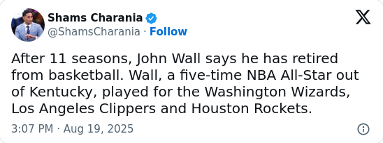 John Wall Calls It a Career: Wizards Era Ends