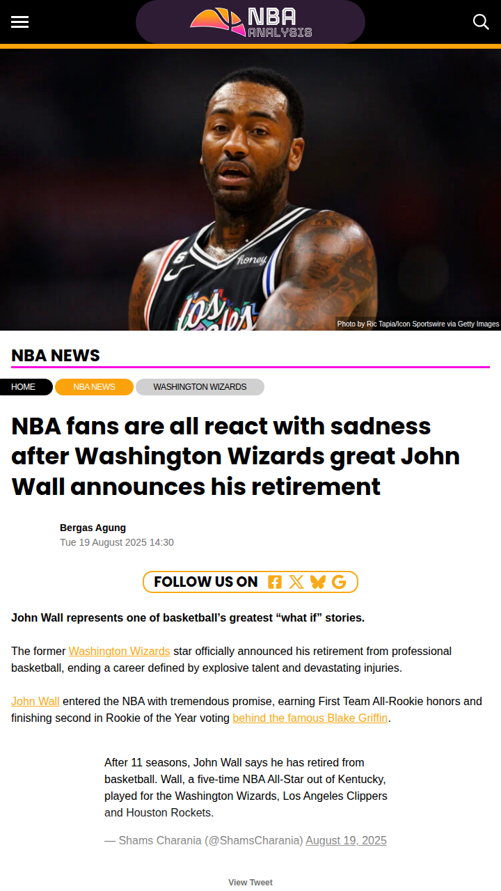 John Wall Calls It a Career: Wizards Era Ends