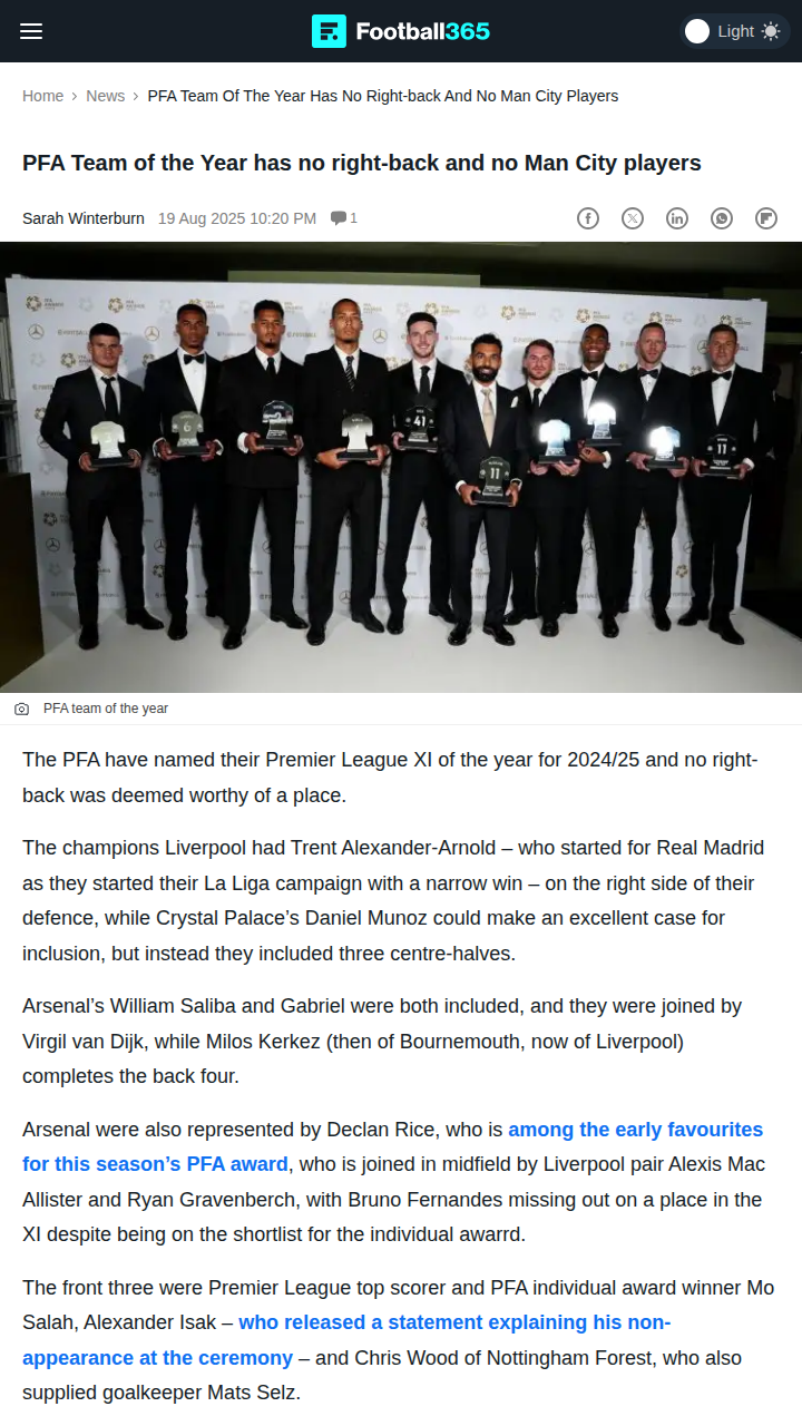 Premier League XI Snubs City & Right-Backs!