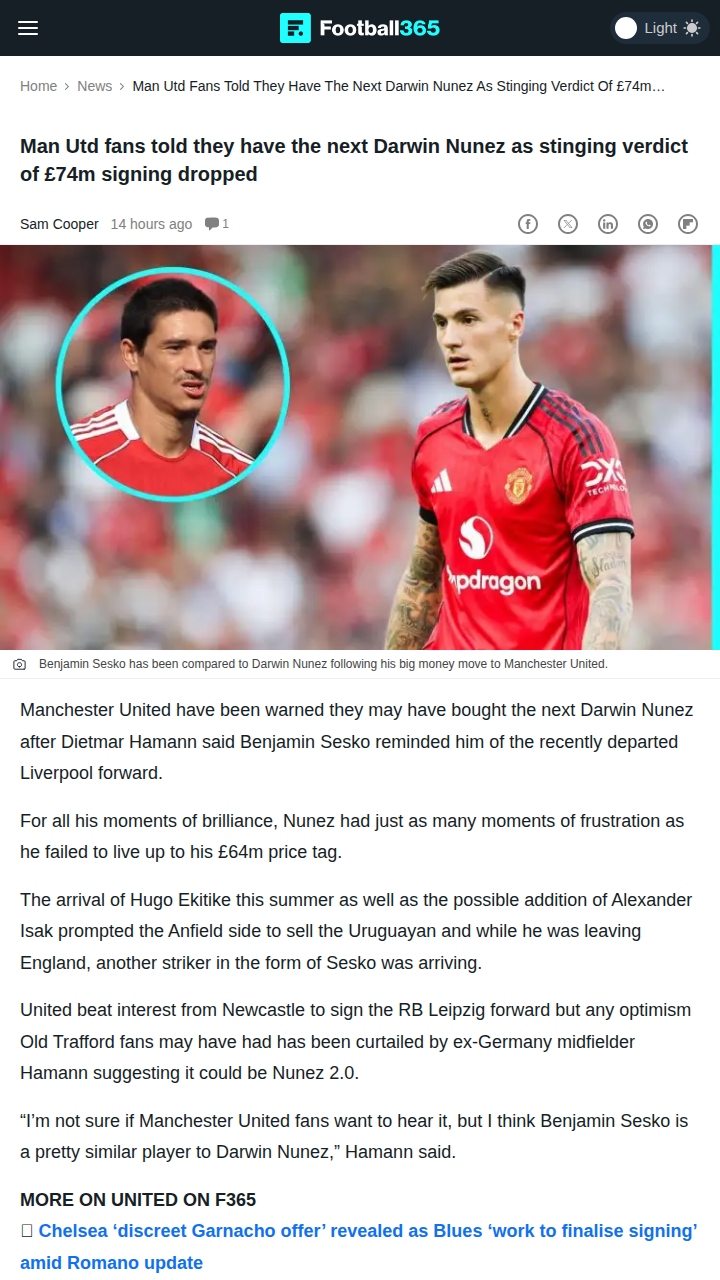 Is Benjamin Sesko Man Utd’s Nunez 2.0?