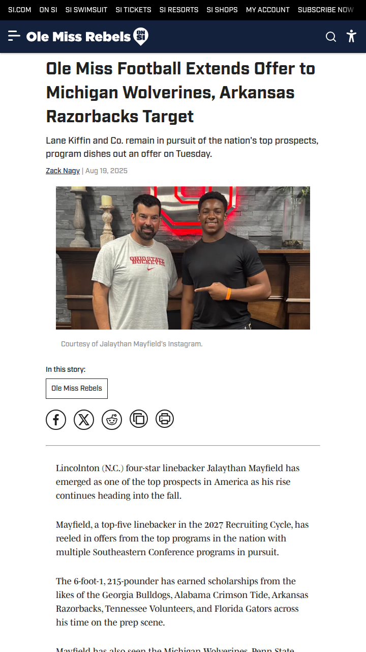 Rebels Outpace Wolverines in LB Recruiting War