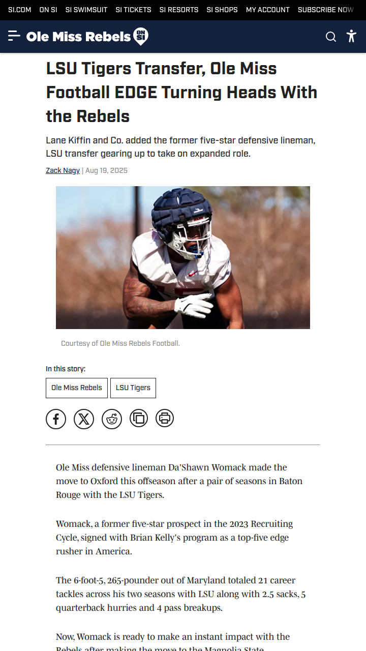 Womack brings fresh energy to Ole Miss defense