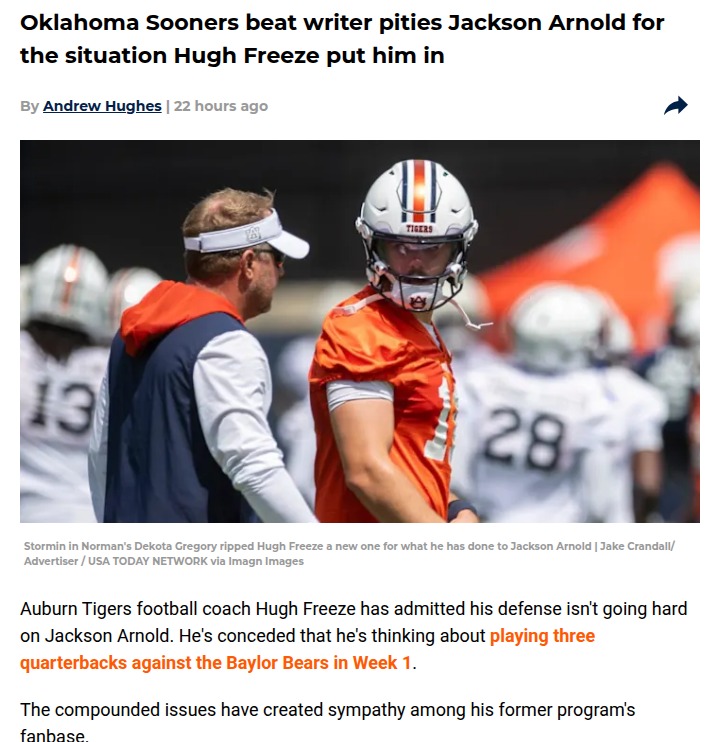 Auburn’s QB drama: Is Jackson Arnold set up to fail?
