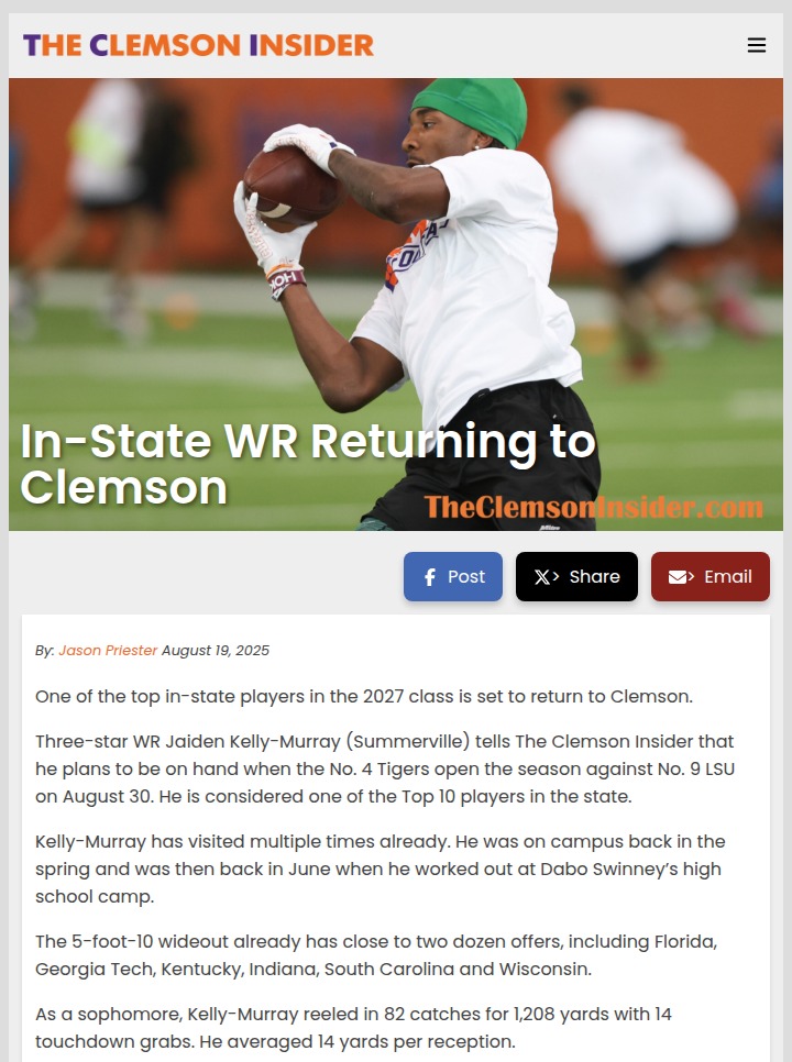 Clemson’s top WR target returns for season opener