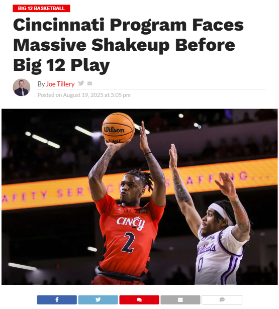 Cincinnati Bearcats lose star guard before Big 12