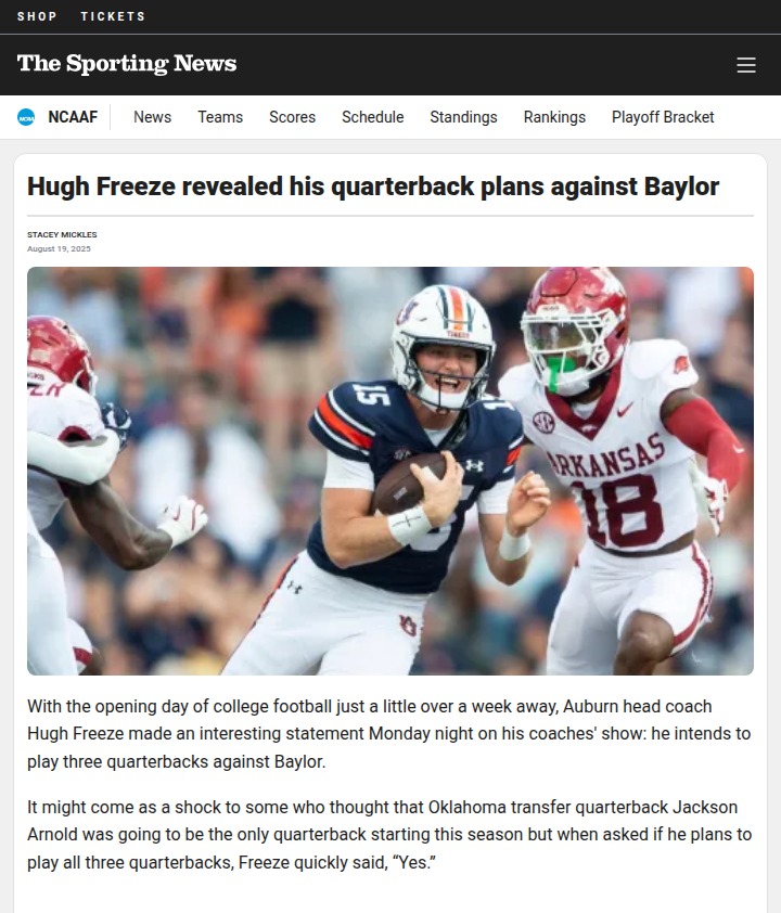 Auburn football’s bold QB move vs Baylor