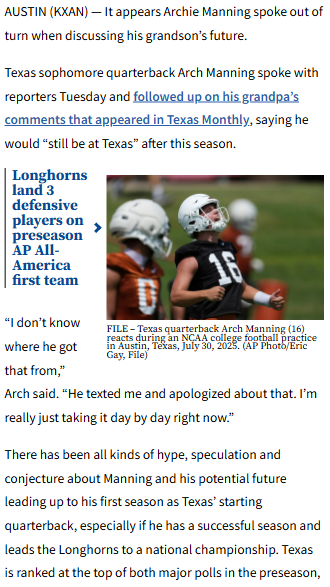 Arch Manning’s Texas future: All hype, no certainty