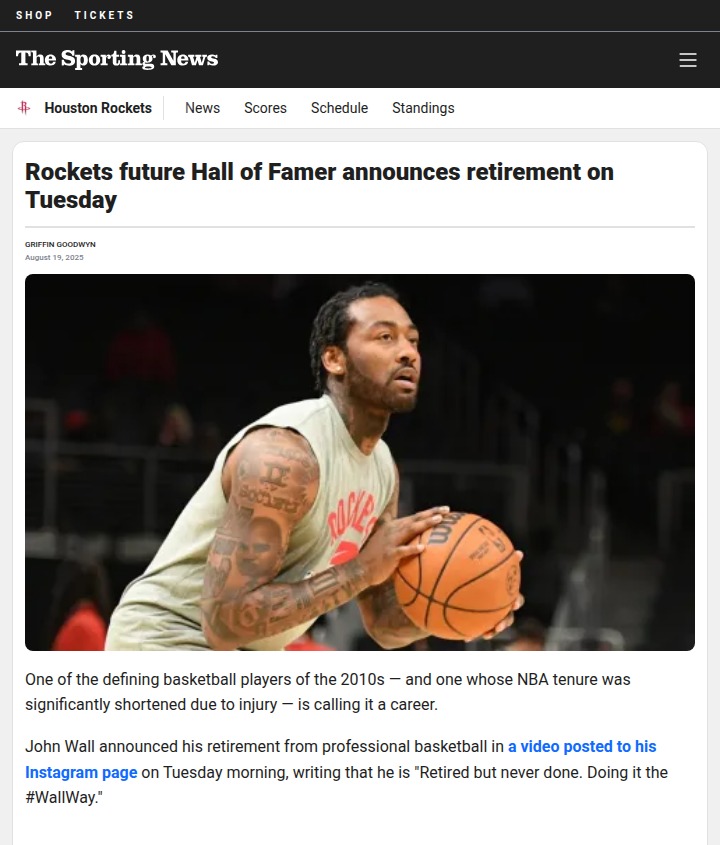 John Wall Hangs It Up: End of an Era