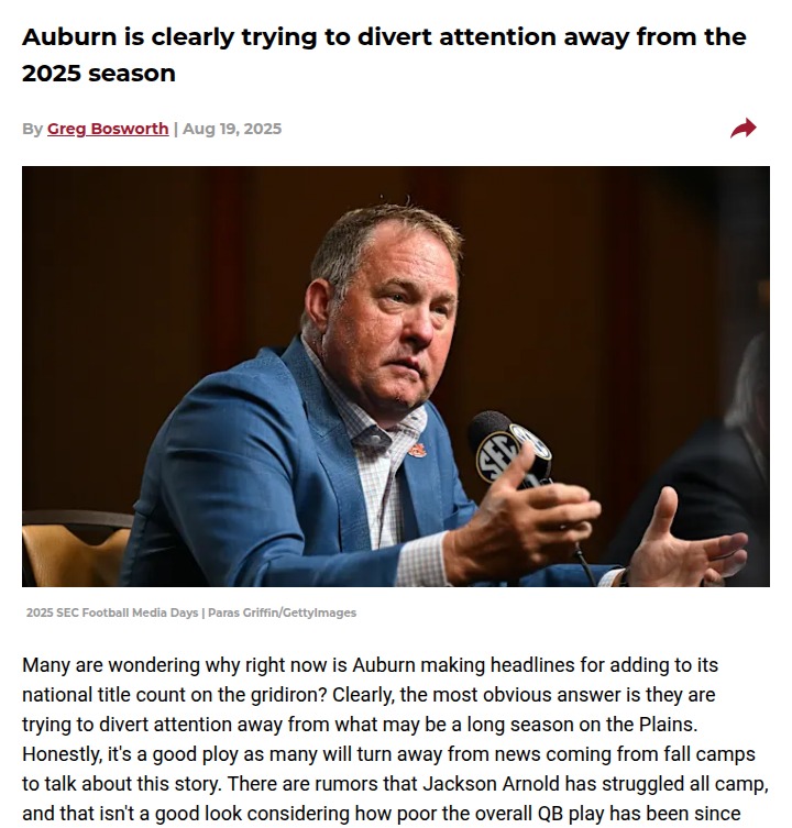 Auburn football’s title move sparks debate