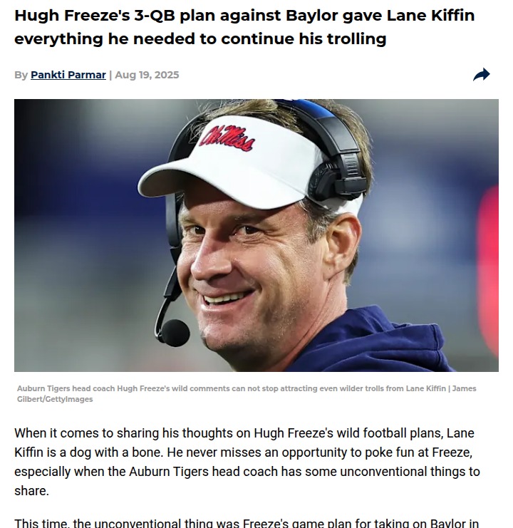 Auburn's 3-QB Gambit: Lane Kiffin Can't Resist