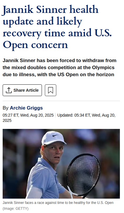 US Open: Sinner’s Health Race vs. Time