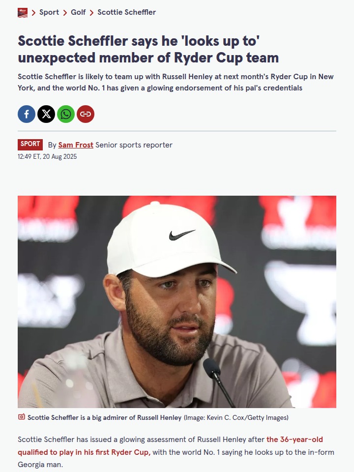 Scheffler Praises Henley: Ryder Cup X-Factor?