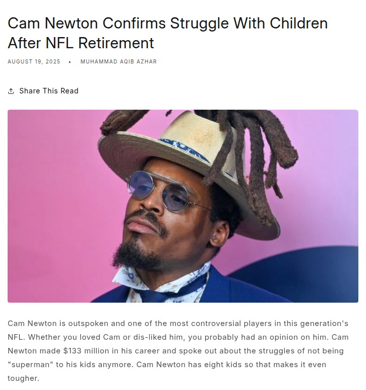Superman Cam Newton Opens Up on Life After NFL