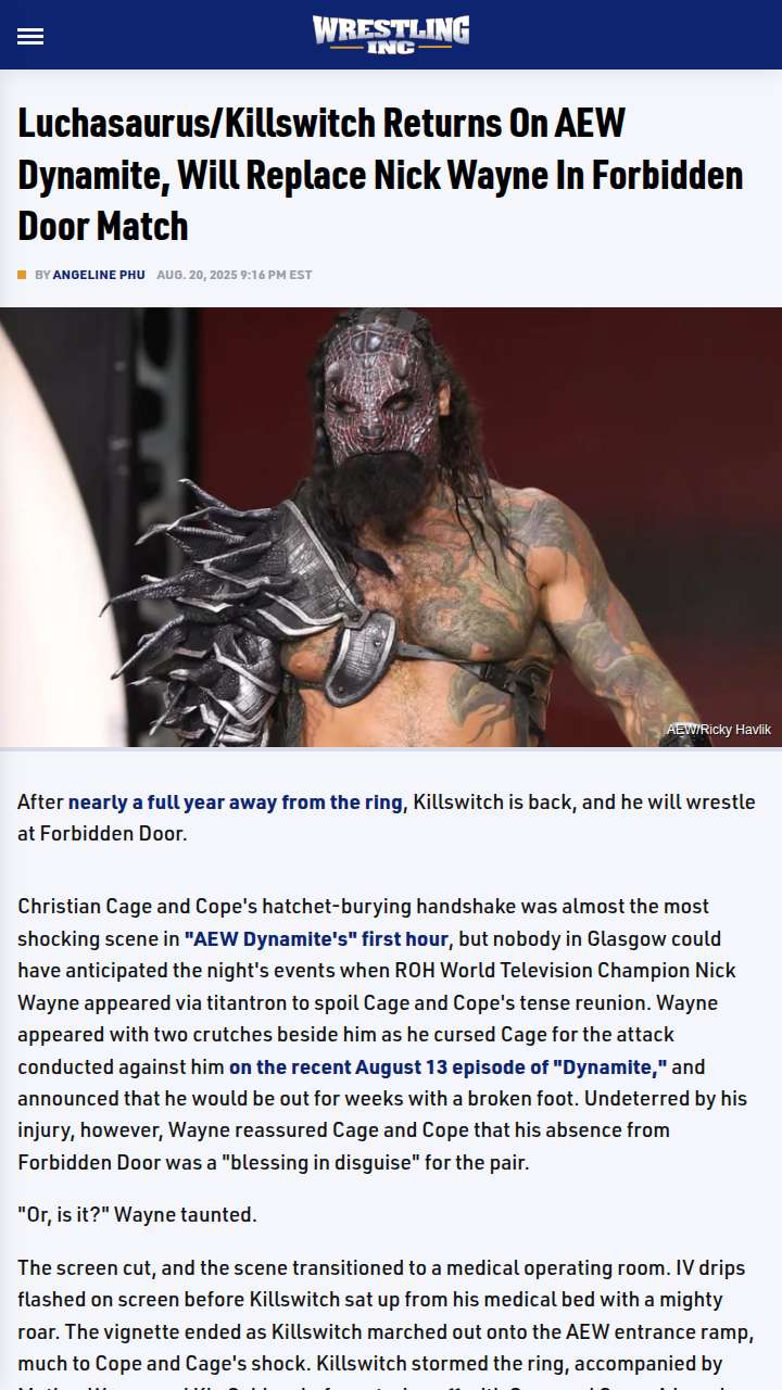 Killswitch Shocks AEW—Replaces Nick Wayne!
