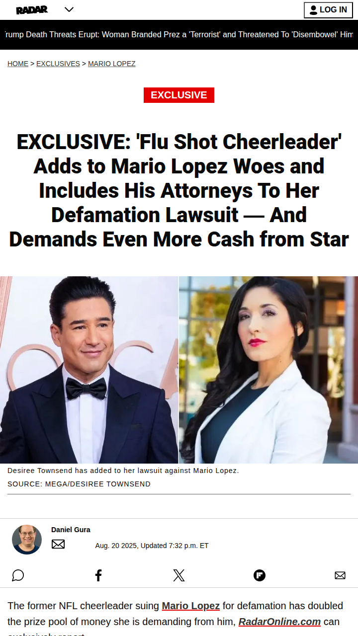 Flu Shot Cheerleader vs. Lopez: Lawsuit Heats Up