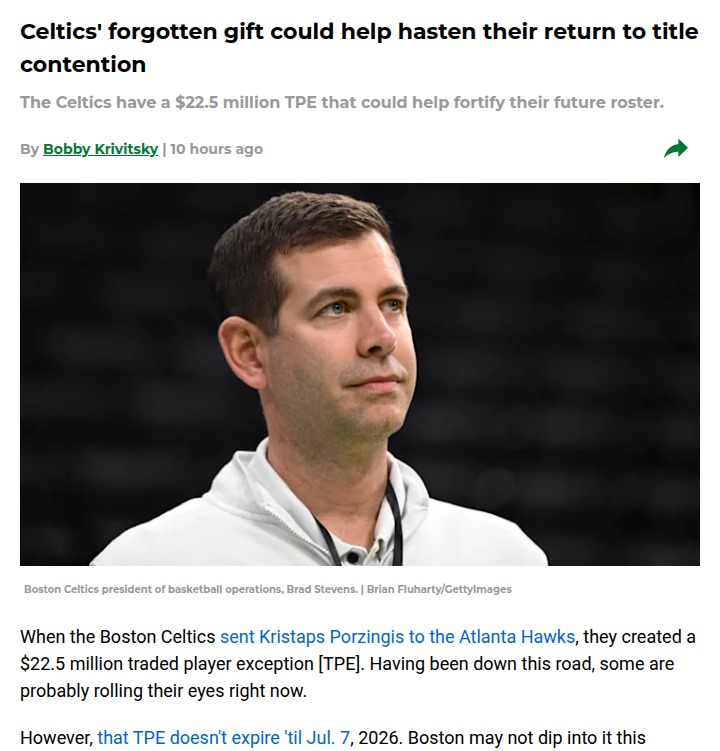 Could Boston’s $22.5M TPE Be Their Secret Weapon?