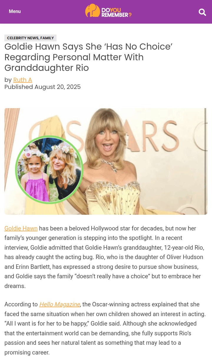 Goldie Hawn’s Granddaughter Rio: Next Star? 🌟