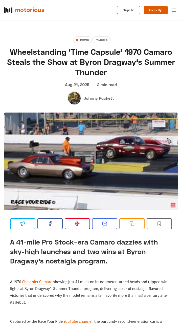 1970 Camaro’s wild wheelies wow Byron crowd