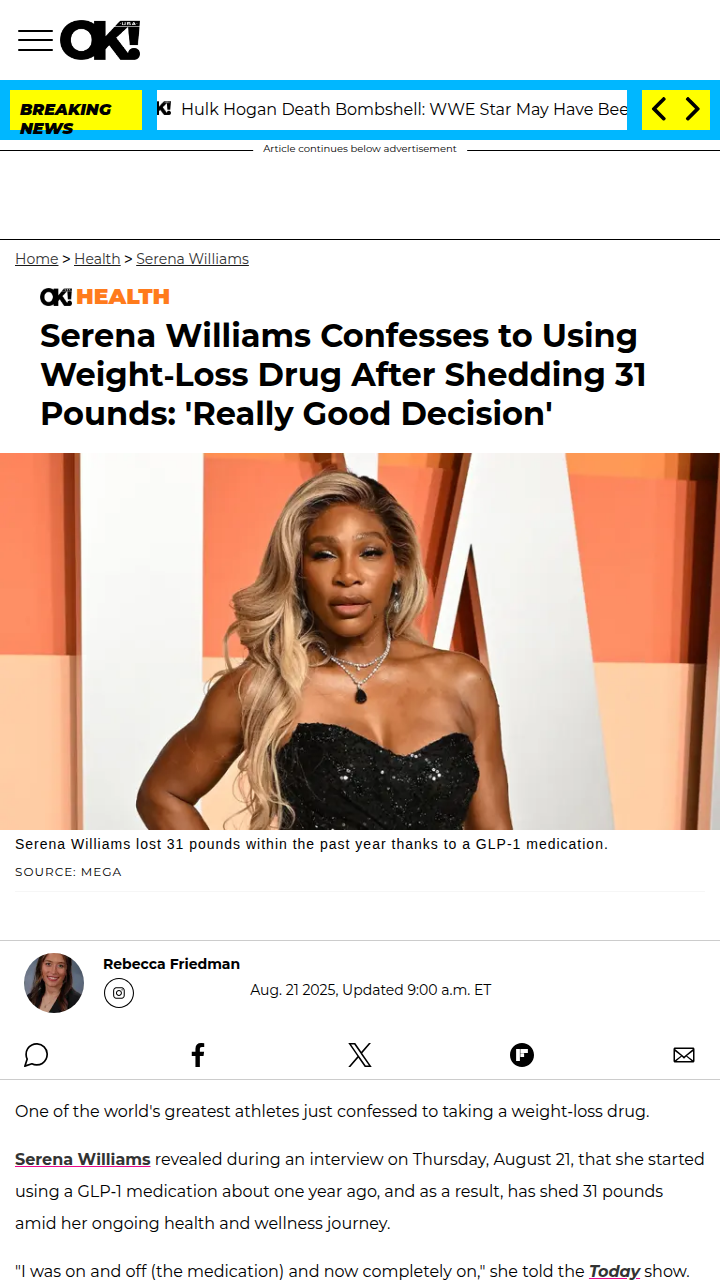 Queen Serena’s Bold Move: GLP-1 for the Win?