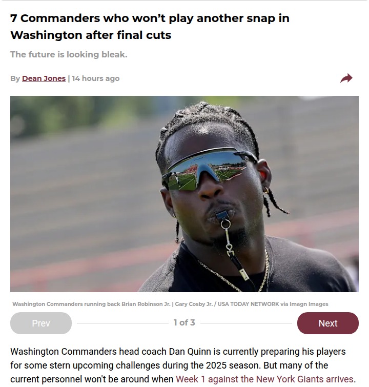 Big changes coming to the Commanders roster