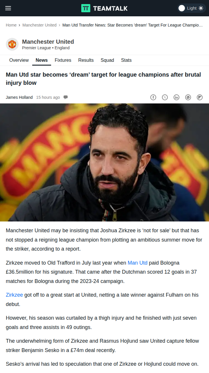 Zirkzee to PSV? Dutch Champs Eye Red Devils’ Ace