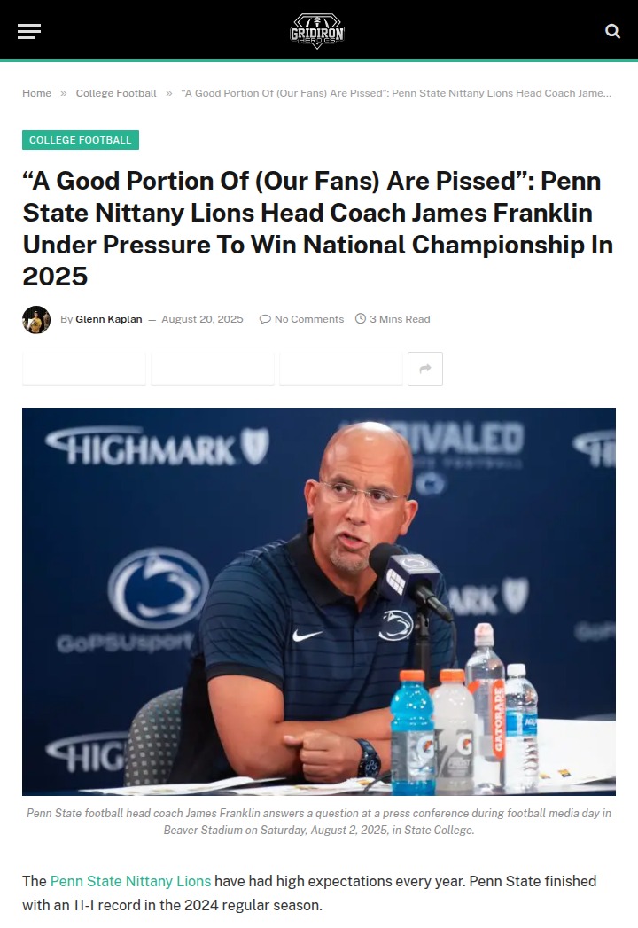 Penn State fans demand a championship run