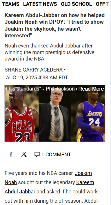 Kareem’s Defensive Wisdom Boosted Joakim Noah