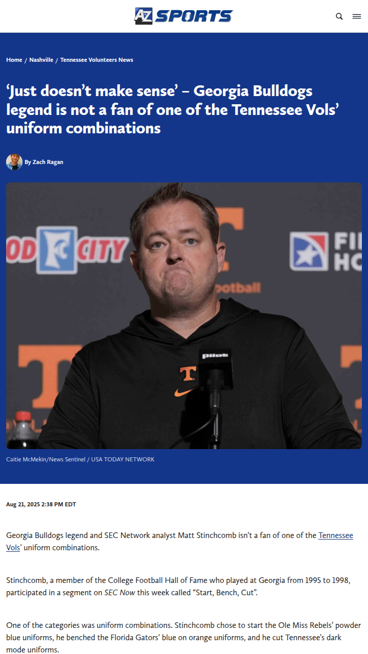 Tennessee’s black uniforms spark debate