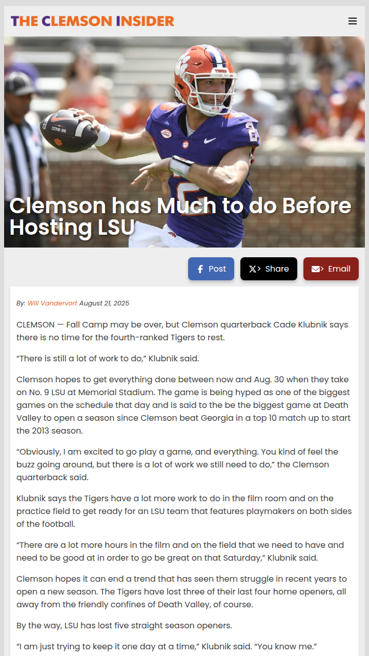 Clemson gears up for epic LSU showdown