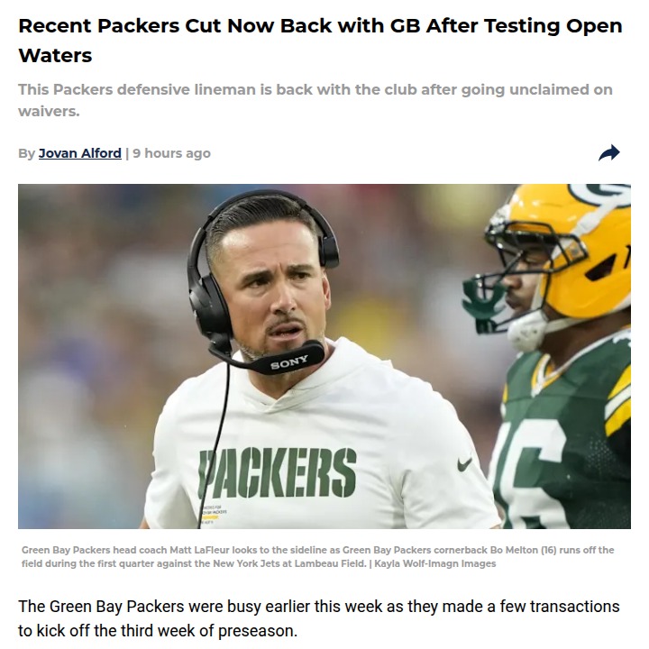 Packers shuffle brings familiar face back