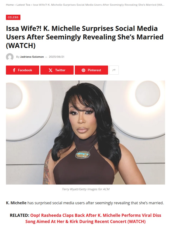 K. Michelle Secretly Married?! Fans Shocked 😱