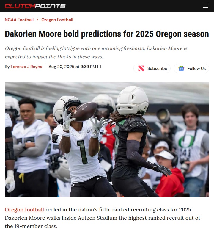 Dakorien Moore set to shake up Oregon football
