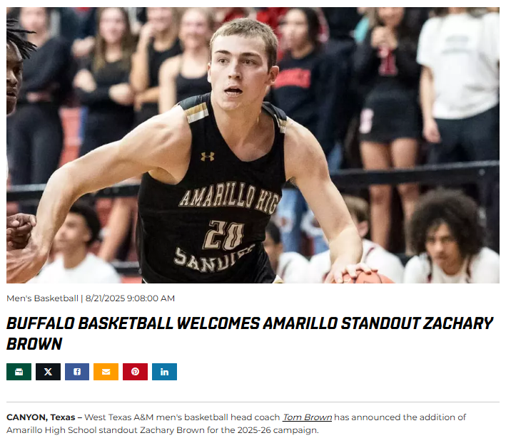 Amarillo’s Zach Brown joins WT basketball