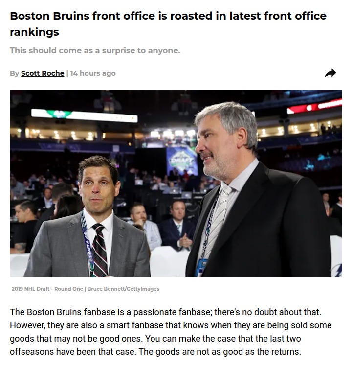 Bruins fans losing faith in front office