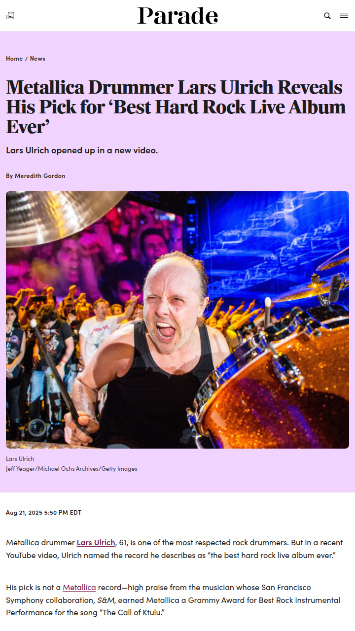 Lars Ulrich’s Shocking Live Album Pick! 🤯