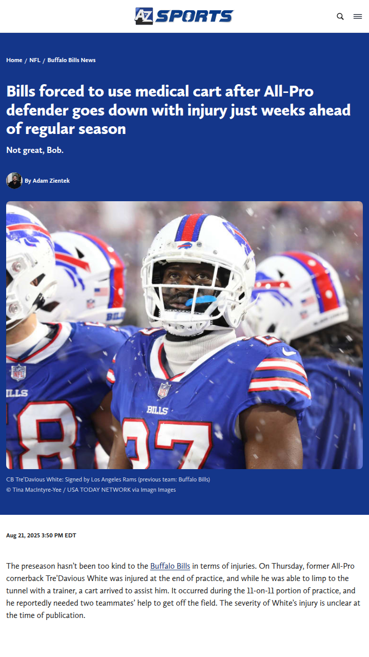 Buffalo’s defense faces major setback