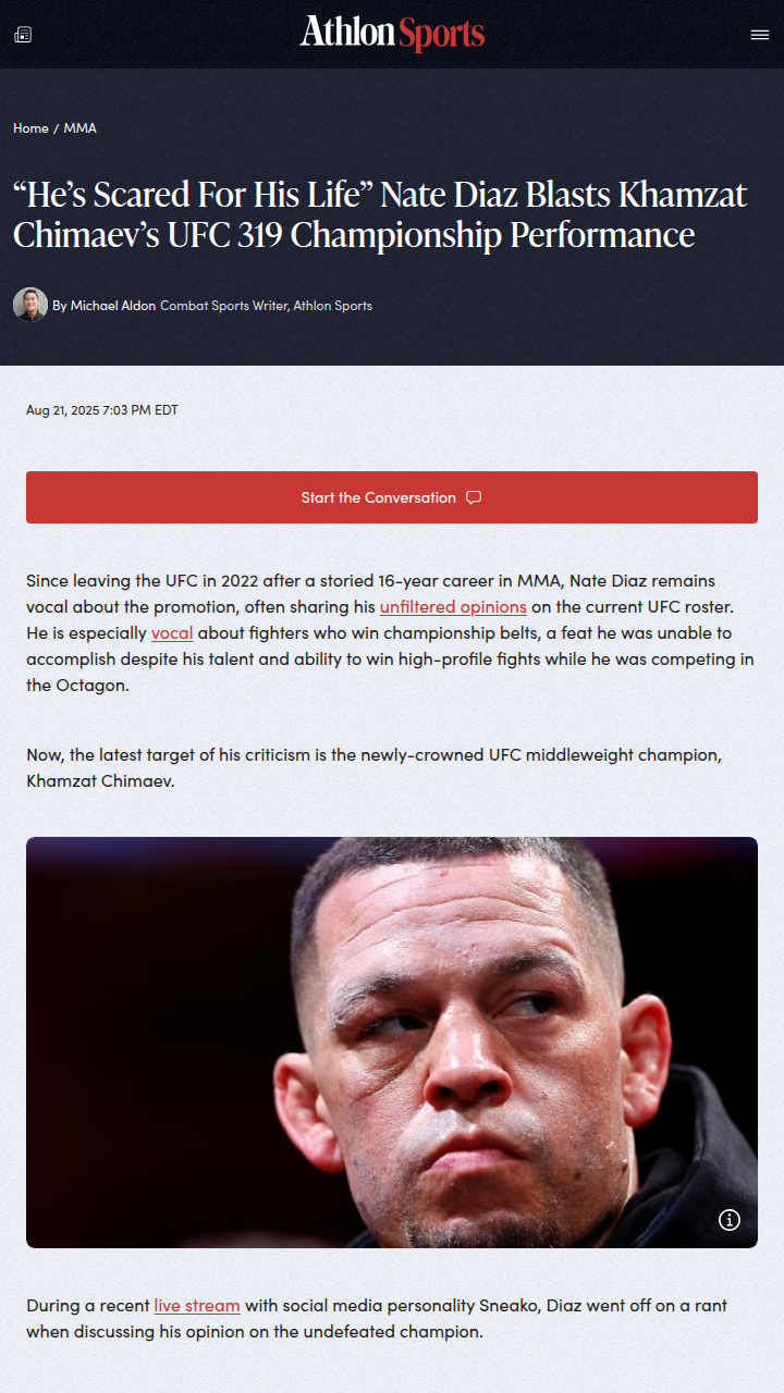 Nate Diaz Calls Out Chimaev’s ‘Scared’ Style