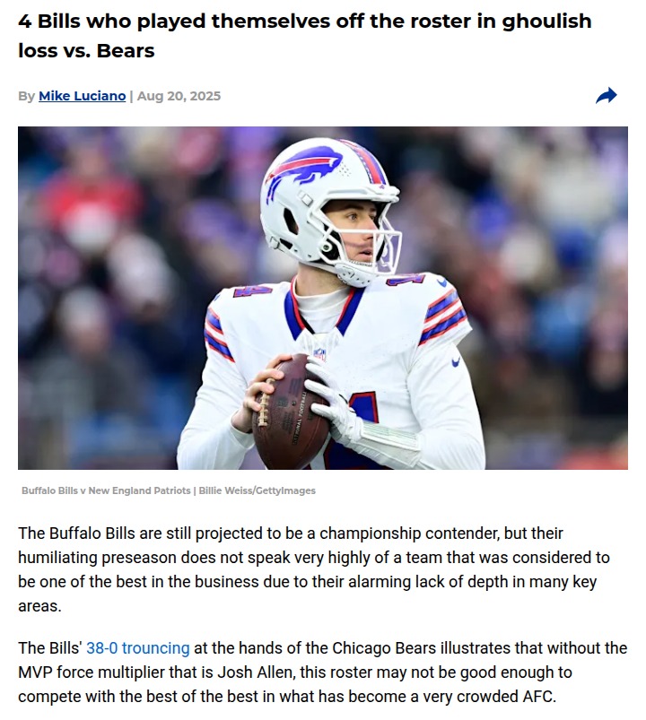 Bills’ depth concerns after Bears blowout