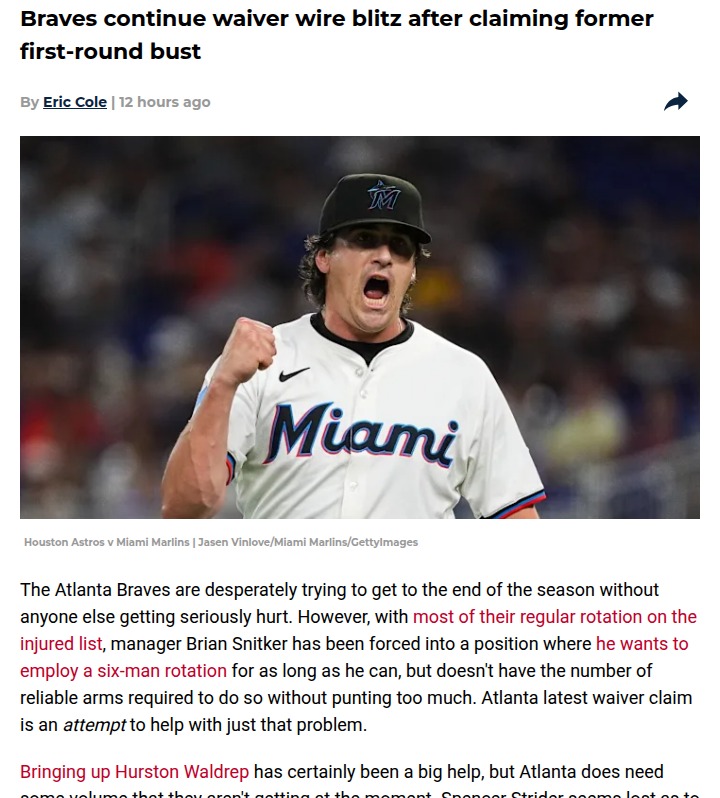 Braves shake up rotation with new arm