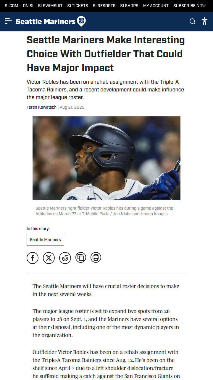 Mariners shake up outfield with Robles move