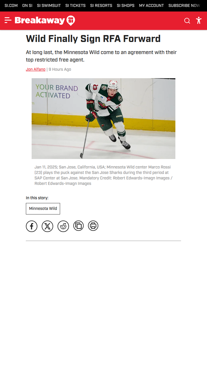 Wild lock in Marco Rossi for three years