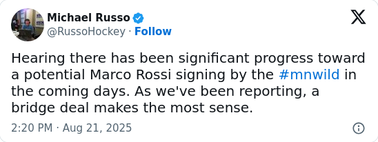 Minnesota Wild’s Rossi contract talks heat up