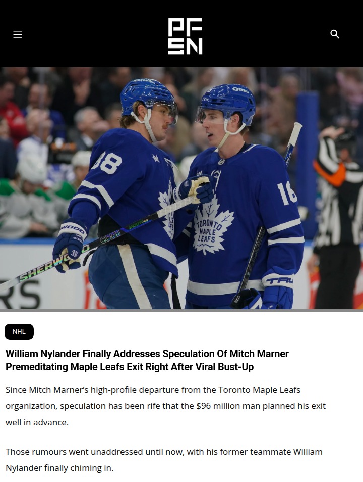Nylander Sets Record Straight on Marner Exit