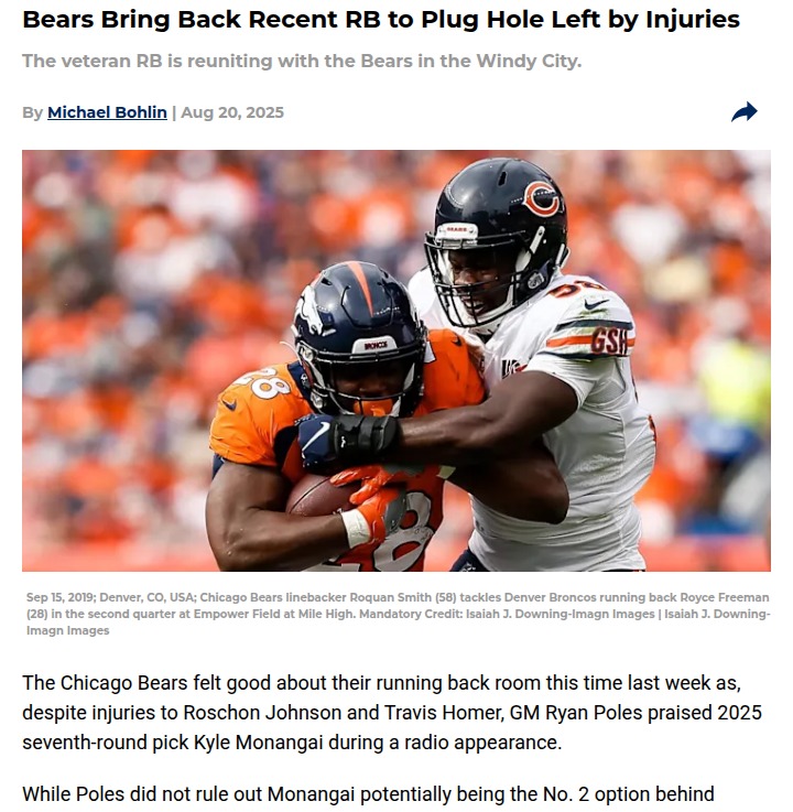 Royce Freeman returns to boost Bears’ backfield