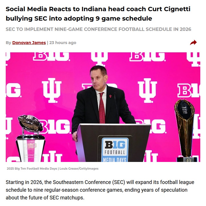 Did Curt Cignetti Just Troll the SEC Into Change?
